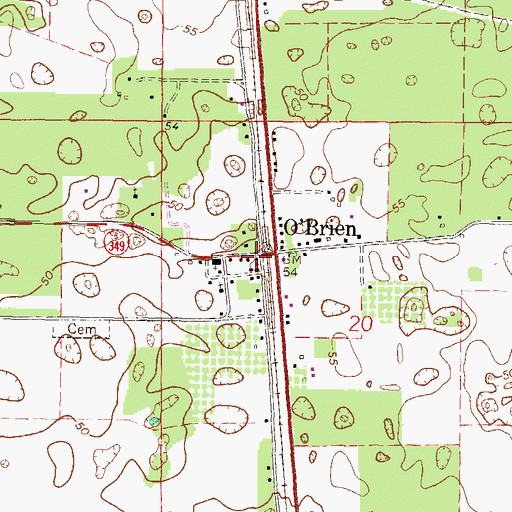 Topographic Map of O Brien Volunteer Fire Department, FL