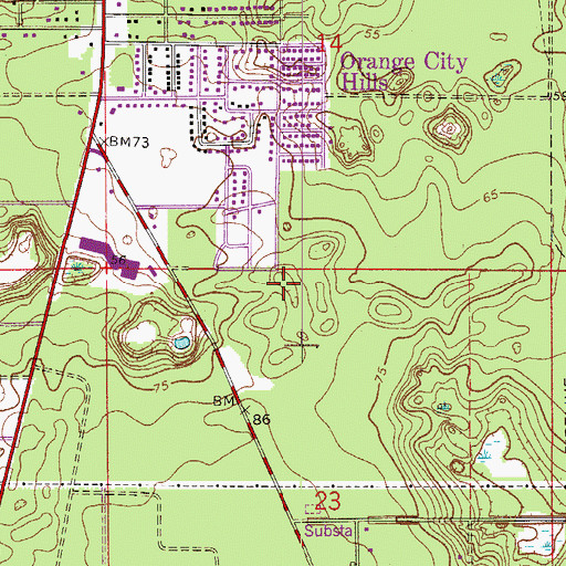 Topographic Map of Orange City Fire Department Station 68, FL