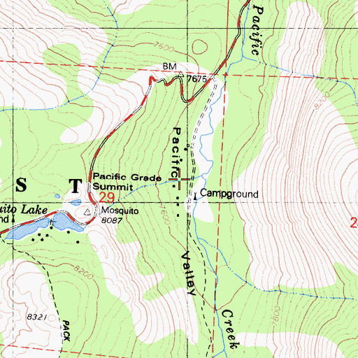 Topographic Map of Pacific Valley, CA