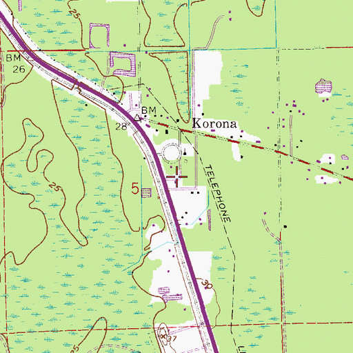 Topographic Map of Korona Volunteer Fire Department Station 31, FL