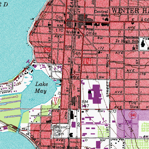 Topographic Map of Winter Haven Fire Department Station 1, FL