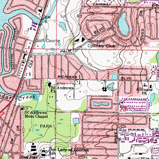 Topographic Map of Dunedin Fire Rescue Station 61, FL