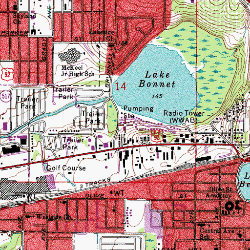 Topographic Map of Lakeland Fire Department Station 4, FL