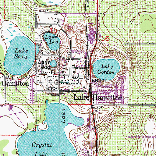 Topographic Map of Polk County Fire Department Station 35 Lake Hamilton, FL