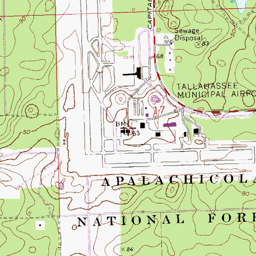 Topographic Map of Tallahassee City Fire Department Station 5, FL