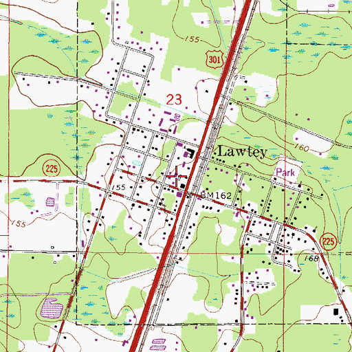 Topographic Map of Lawtey Volunteer Fire Department Station 5, FL