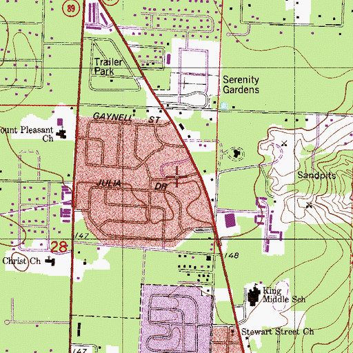 Topographic Map of Skyline Volunteer Fire and Rescue Department 22 Substation 4, FL