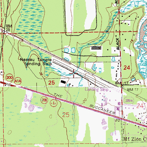 Topographic Map of Nassau County Fire and Rescue Service Headquarters, FL