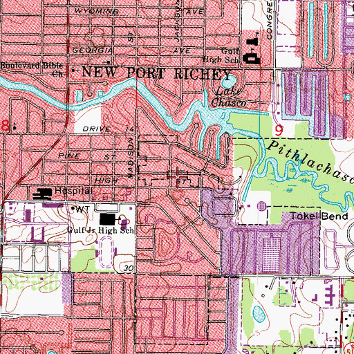 Topographic Map of New Port Richey Fire and Emergency Services Station 2, FL