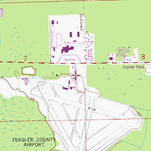 Topographic Map of Flagler County Fire Department Station 92 Airport, FL