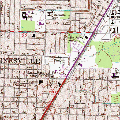Topographic Map of Gainesville Fire and Rescue Training, FL