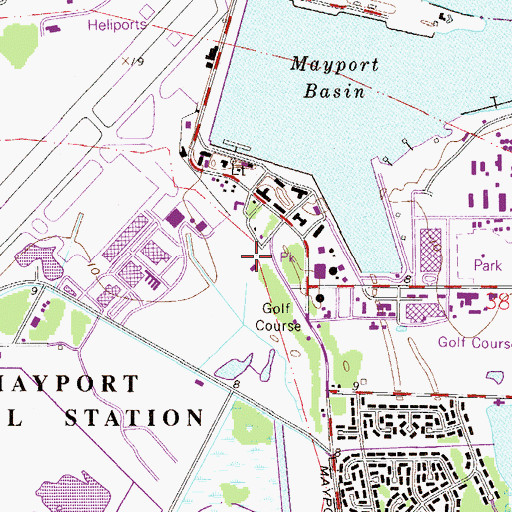 Topographic Map of Naval Station Mayport Fire Department, FL