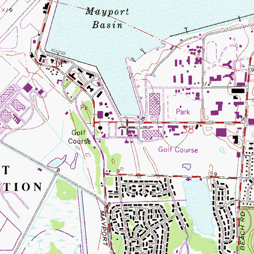 Topographic Map of Naval Station Mayport Fire Prevention and Training, FL