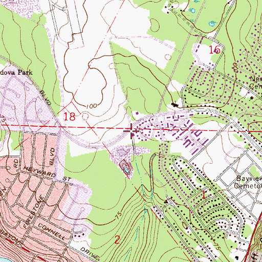 Topographic Map of Pensacola Fire Department Station 3, FL
