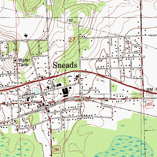 Topographic Map of Sneads Volunteer Fire Department, FL