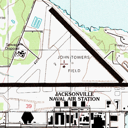 Topographic Map of Naval Air Station Jacksonville Crash Fire and Rescue Station, FL
