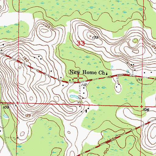 Topographic Map of New Home Volunteer Fire Department, FL