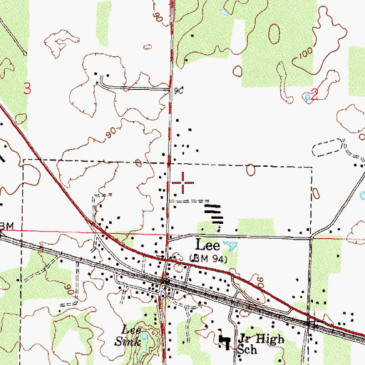 Topographic Map of Lee Community Volunteer Fire Department, FL