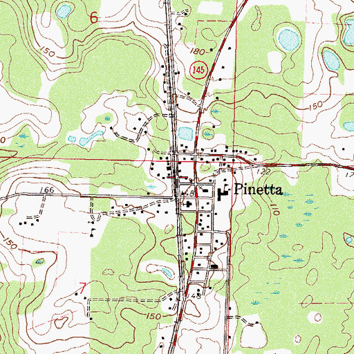 Topographic Map of Pinetta Volunteer Fire Department, FL