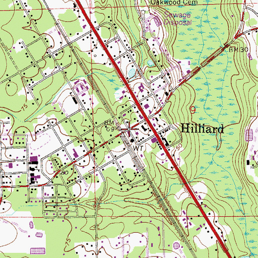 Topographic Map of Nassau County Fire and Rescue Station 4, FL