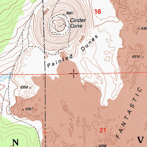 Topographic Map of Painted Dunes, CA