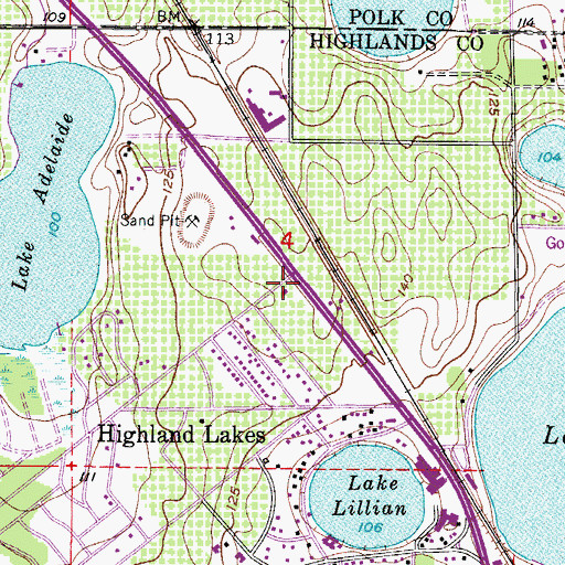 Topographic Map of Highland Lakes Volunteer Fire and Rescue Station 1, FL