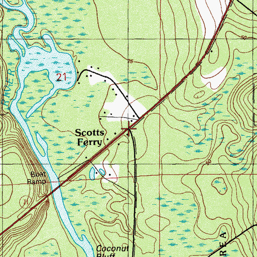 Topographic Map of Scotts Ferry Volunteer Fire Department, FL