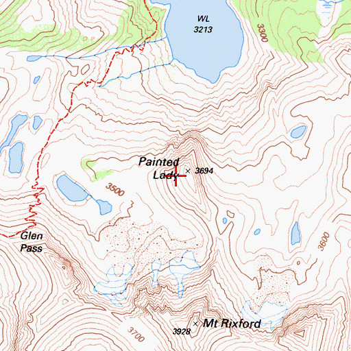Topographic Map of Painted Lady, CA