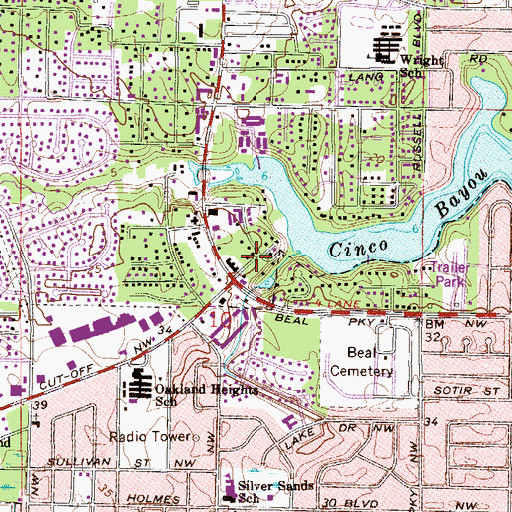 Topographic Map of Ocean City - Wright Fire District Station 3, FL