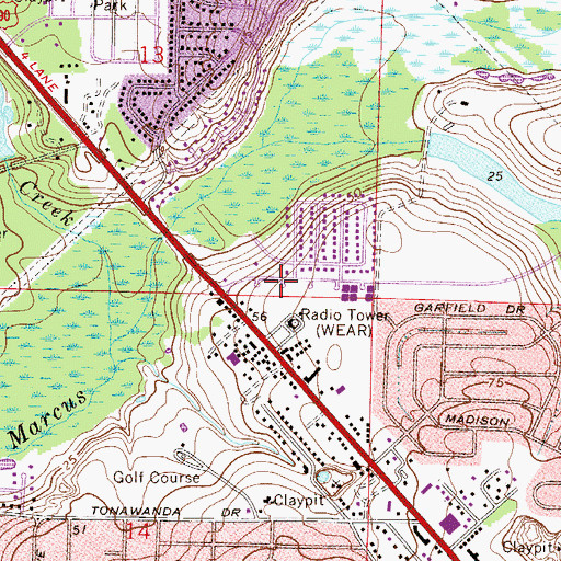 Topographic Map of Escambia County Fire and Rescue Station 12, FL