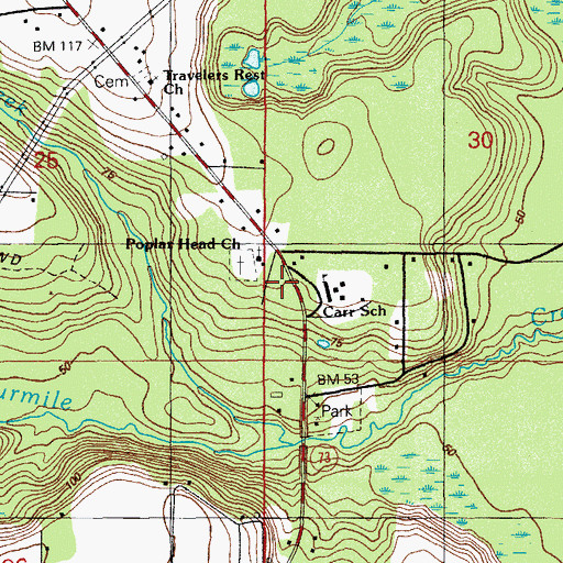 Topographic Map of Clarksville - Carr Volunteer Fire Department, FL