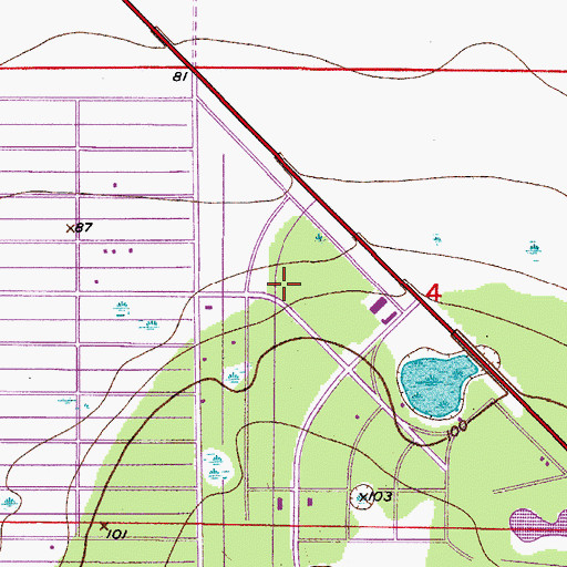 Topographic Map of Polk County Fire Department Station 14 Indian Lake Estates, FL