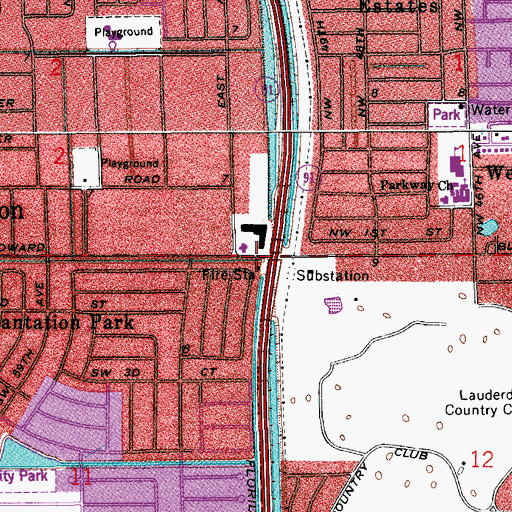 Topographic Map of Plantation Fire Department Station 25, FL