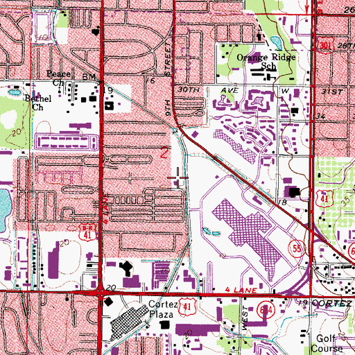 Topographic Map of Cedar Hammock Fire Rescue Station 2, FL