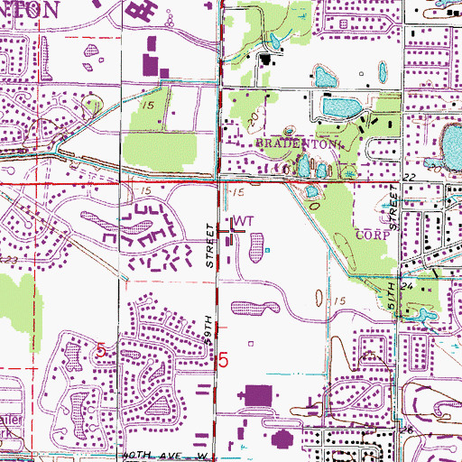 Topographic Map of Bradenton Fire and Rescue Station 3, FL