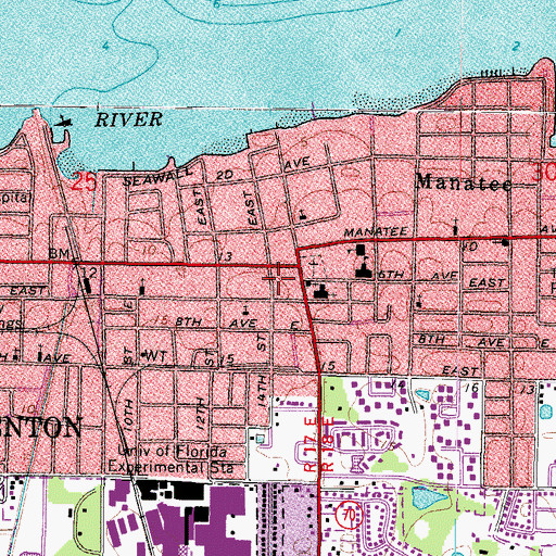 Topographic Map of Bradenton Fire and Rescue Station 2, FL