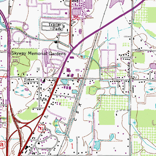Topographic Map of North River Fire District Station 2, FL