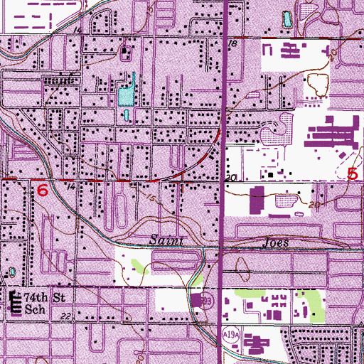 Topographic Map of Lealman Special Fire Department Control District Station 19, FL