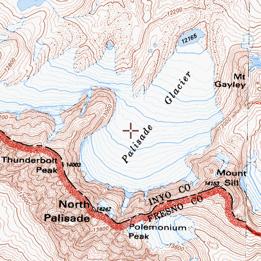 Topographic Map of Palisade Glacier, CA