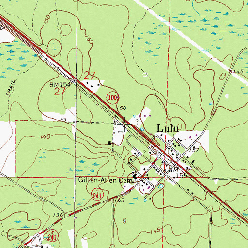 Topographic Map of Lulu Volunteer Fire Department Station 47, FL