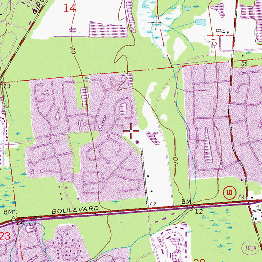 Topographic Map of Jacksonville Fire and Rescue Department Station 58, FL