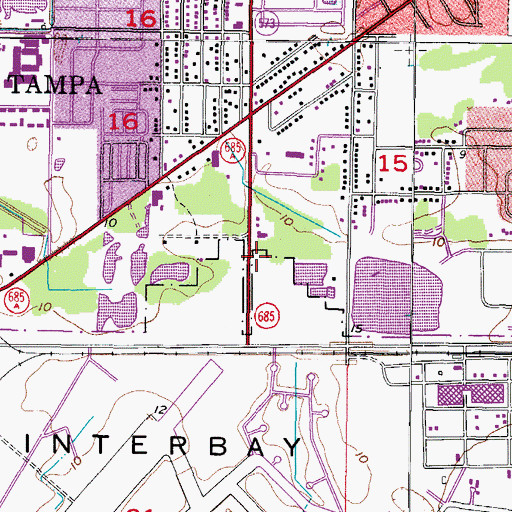 Topographic Map of MacDill Air Force Base Fire Department, FL