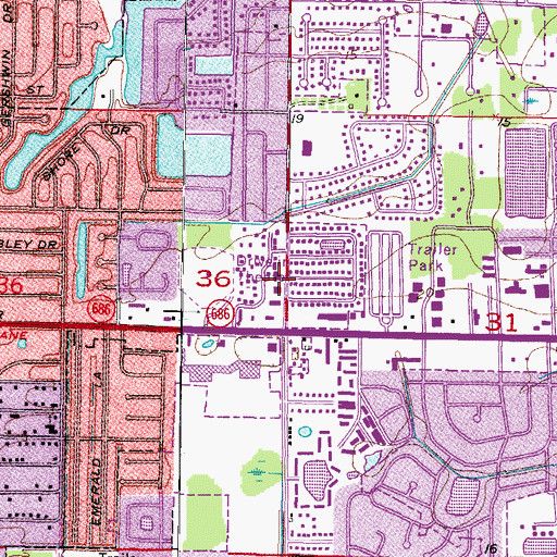 Topographic Map of Largo Fire Rescue Station 42, FL