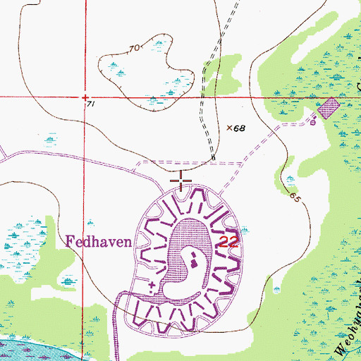 Topographic Map of Polk County Fire Department Station 9 Fedhaven, FL