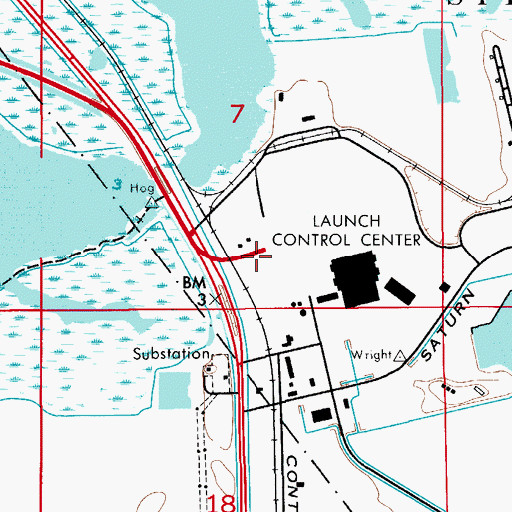 Topographic Map of Kennedy Space Center / Cape Canaveral Air Force Station Fire Station 7, FL
