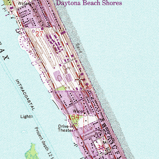 Topographic Map of Daytona Beach Shores Department of Public Safety Fire Station, FL