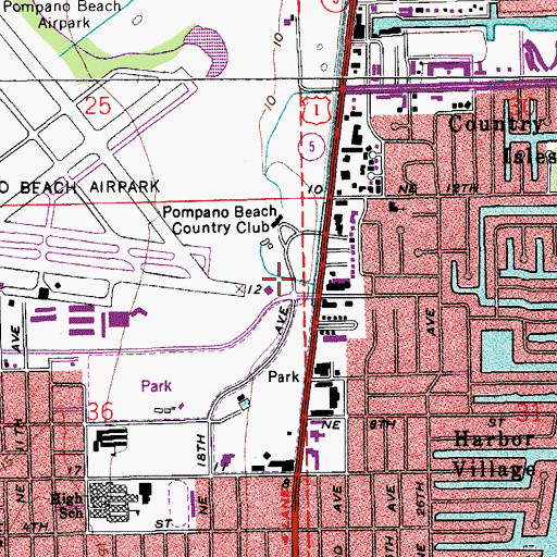 Topographic Map of Pompano Beach Fire Rescue Station 24, FL