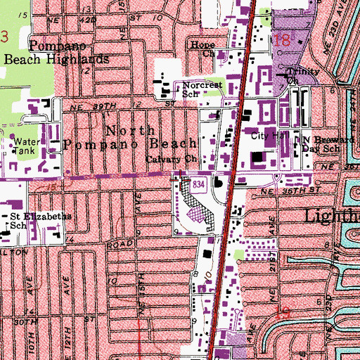 Topographic Map of Pompano Beach Fire Rescue Station 103, FL