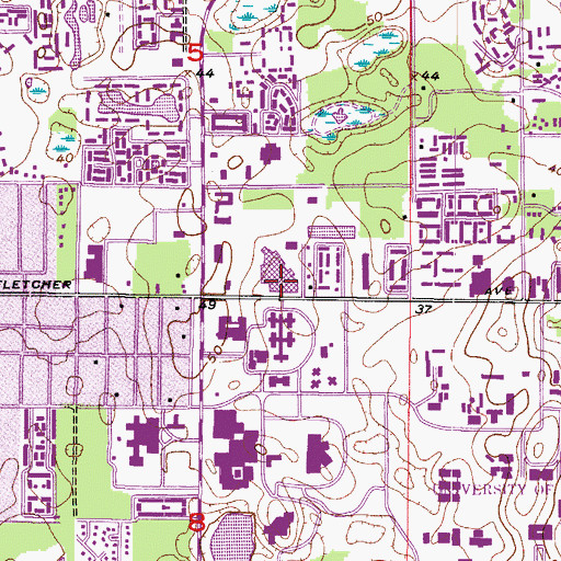 Topographic Map of Hillsborough County Fire Rescue Station 47 University, FL
