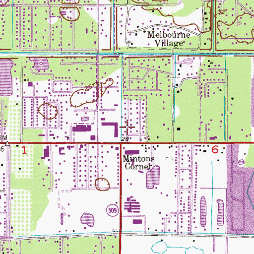 Topographic Map of West Melbourne Volunteer Fire Department, FL